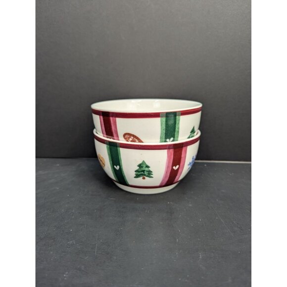 Pfaltzgraff Snow Bear Christmas Theme Deep Cereal Soup Bowl Ceramic Set of 2 - Picture 7 of 7
